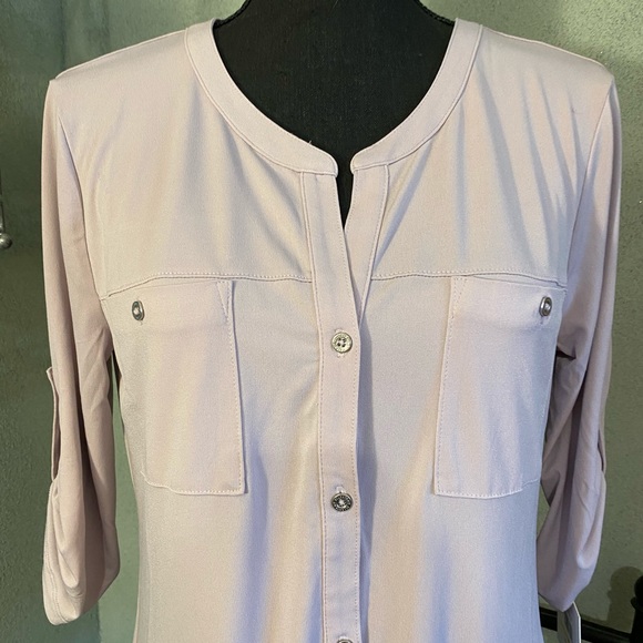 Ellen Tracy short sleeve mauve Top - Picture 2 of 7